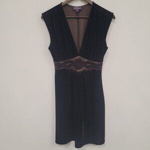 Hale‎ Bob Women Velvet Southwestern Dress Size XS Brown Stretch Cocktail Glam